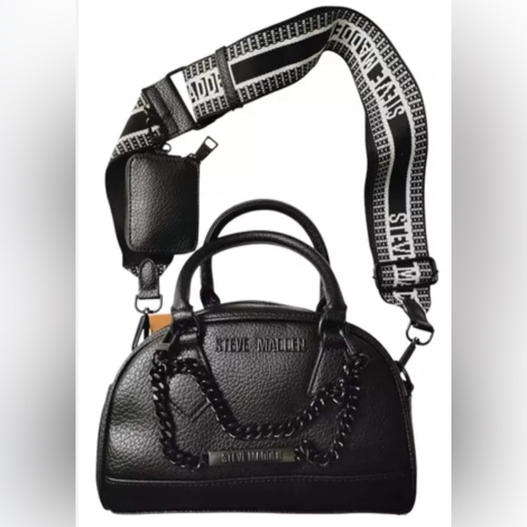 NEW! STEVE MADDEN black bailor satchel crossbody bag - Picture 4 of 7